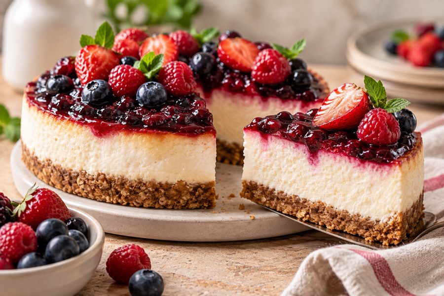 Cheesecake con frutos rojos