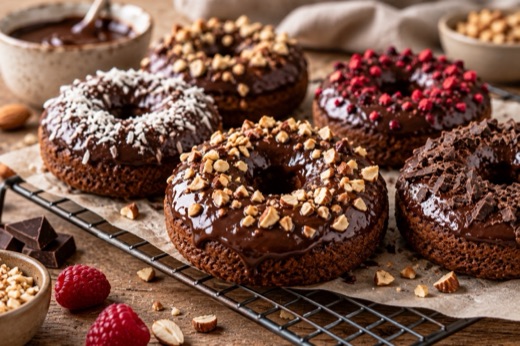 Detalle de la textura y cobertura de las donas